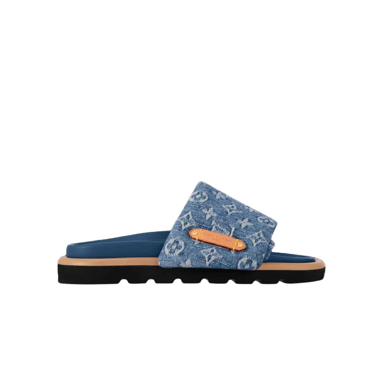 Louis Vuitton Pool Pillow Flat Comfort Monogram Denim Mules Blue 1AGUZP