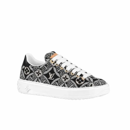 Louis Vuitton Time Out Monogram Jacquard Trainers Grey And Black 1A9Fni