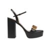 Gucci Leather Platform Sandals With Double G Black