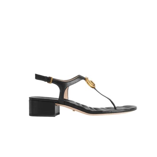 Gucci Double G Leather Sandal Black 674840 Bko00 1000