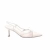 Chanel Cc Leather Pointy Toe Pumps Slingbacks Sandals White