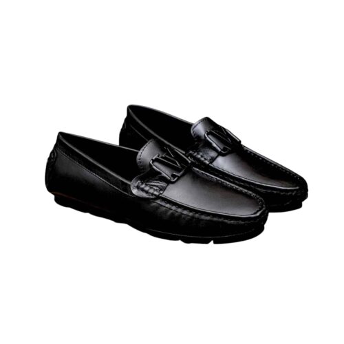 Louis Vuitton LV Logo Leather Loafer Black