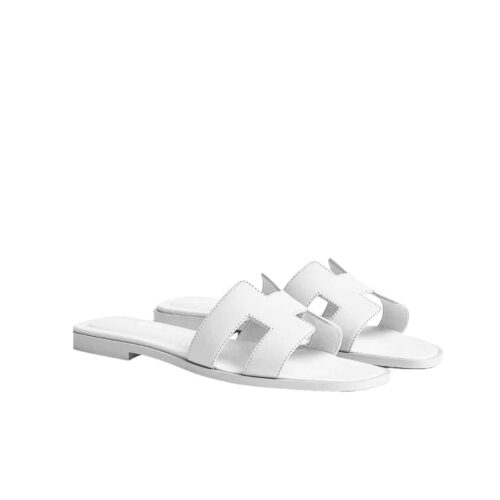 Hermes Oran Sandals Smooth Leather White