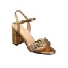 Gucci Mid Heel Metallic Laminate Leather Sandal Gold 453379