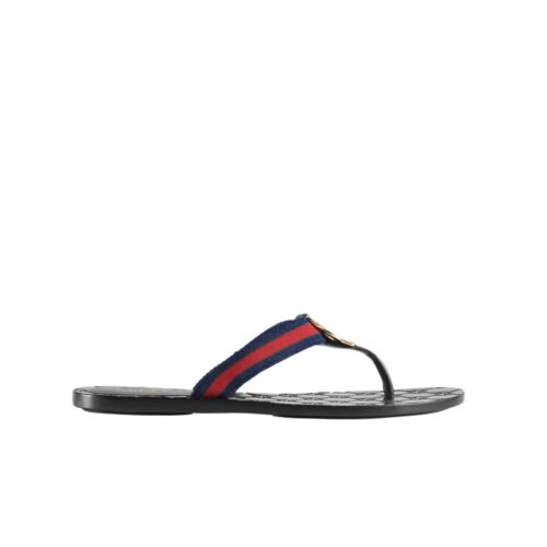 Gucci GG Thong Web Canvas Sandal Navy Blue 0B7N0 7100