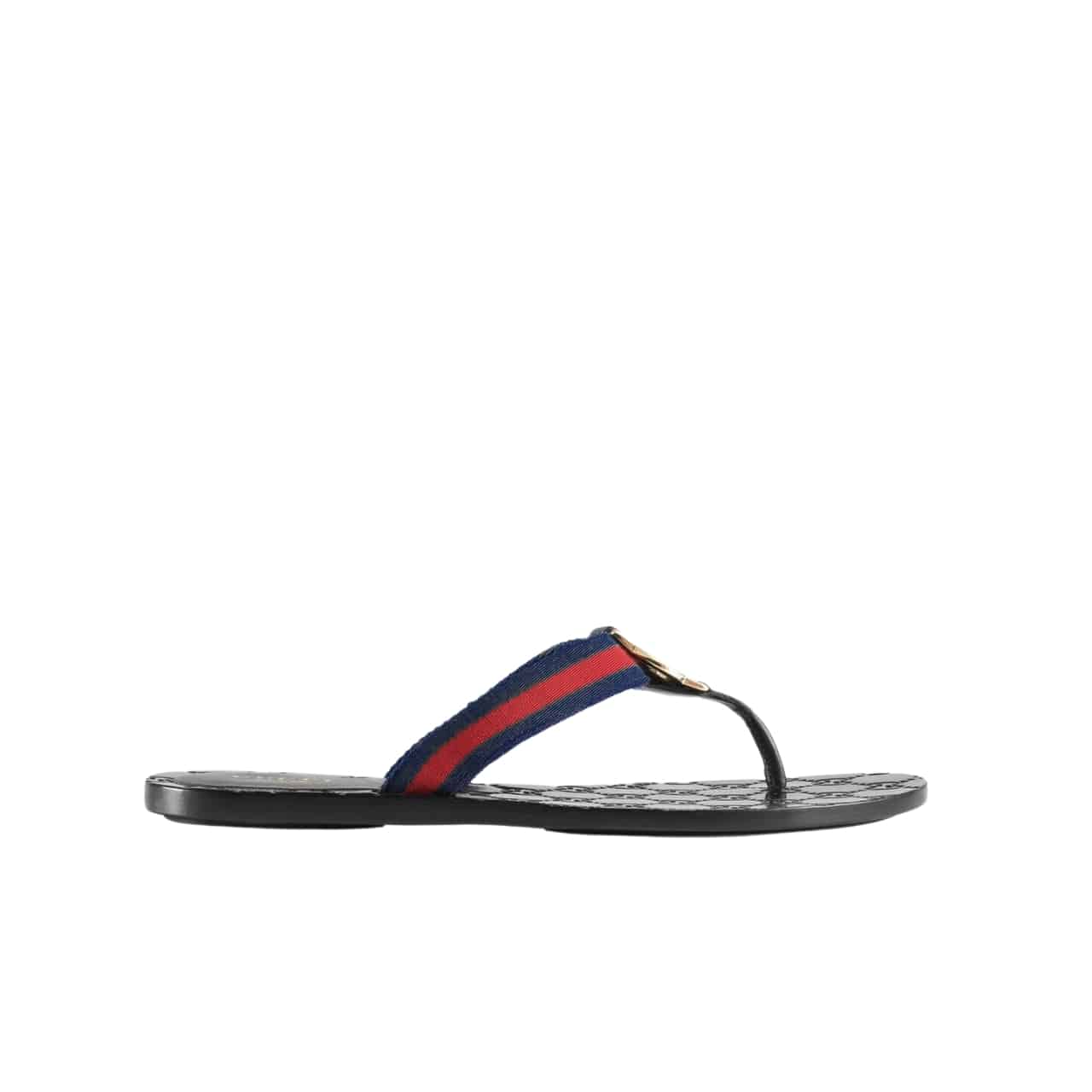 Gucci GG Thong Web Canvas Sandal Navy Blue 0B7N0 7100
