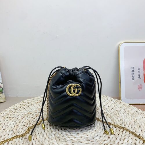 Alternative view of Gucci GG Marmont Mini Matelasse Leather Bucket Bag Black 16Cm ‎575163 Dtdrt 1000
