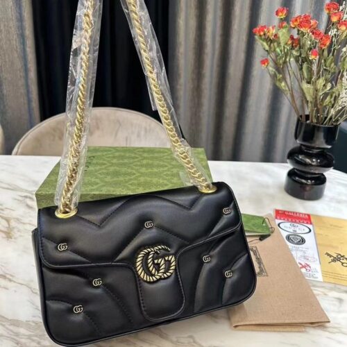Alternative view of Gucci GG Marmont Mini Matelasse Leather Shoulder Bag Black 23Cm 443497 Aacpg 1000