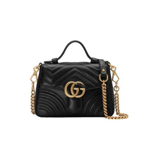 Gucci GG Marmont Mini Matelasse Leather Top Handle Bag Black 20Cm ‎547260 Dtdit 1000