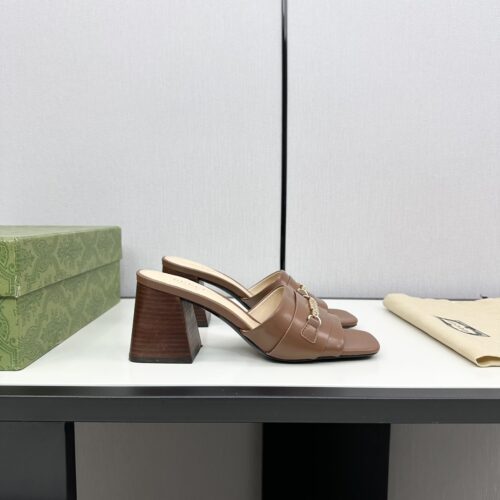 Alternative view of Gucci Signoria Leather Slide Sandal Brown 786595 Aaboc 2176