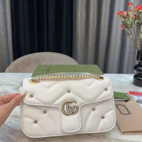 Alternative view of Gucci GG Marmont Small Matelasse Leather Shoulder Bag White 23Cm 443497 Aacpg 9206