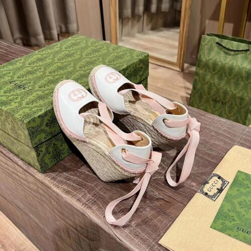 Alternative view of Gucci Gg Canvas Wedge Espadrilles Pink