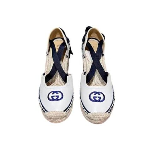 Gucci Gg Canvas Wedge Espadrilles White