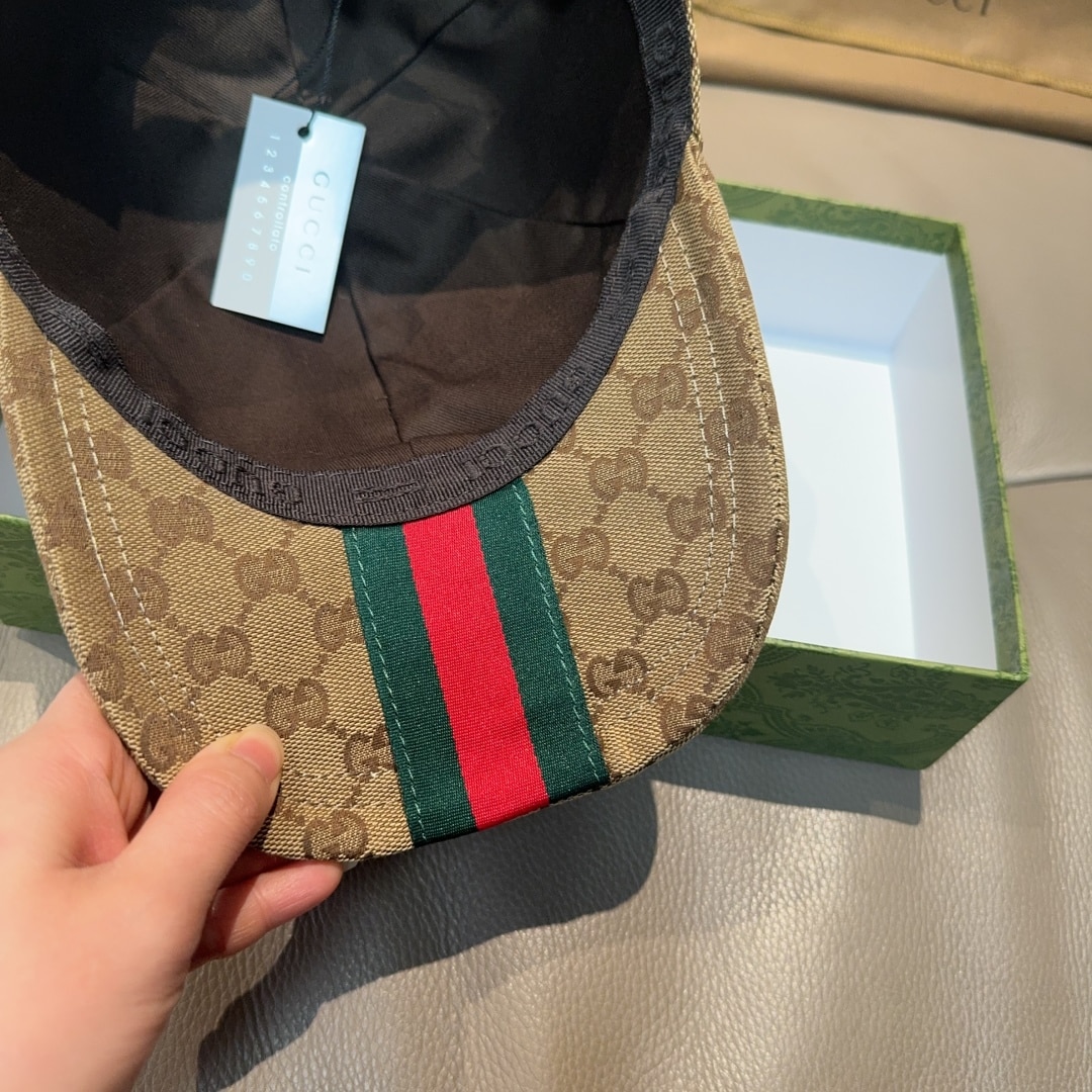 Gucci GG Canvas Baseball Cap Camel And Dark Brown 807834 4hba8 9766 - Image 7