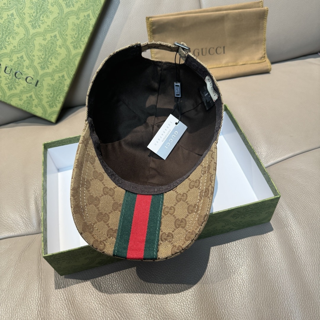 Gucci GG Canvas Baseball Cap Camel And Dark Brown 807834 4hba8 9766 - Image 6