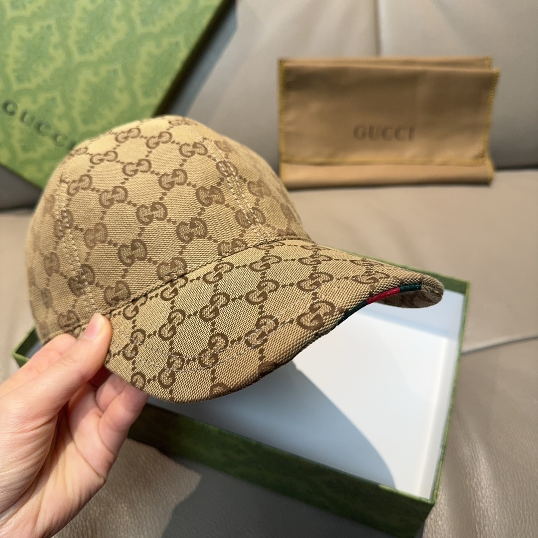 Gucci GG Canvas Baseball Cap Camel And Dark Brown 807834 4hba8 9766 - Image 3