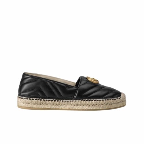 Gucci Espadrille Matelasse Chevron Leather Loafer Black 551890 Bko00 1000