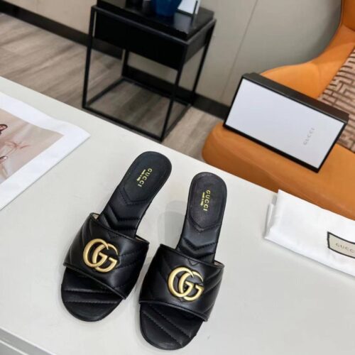 Alternative view of Gucci Marmont Double G Leather Slide Sandal Black 674839 Bko00 1000