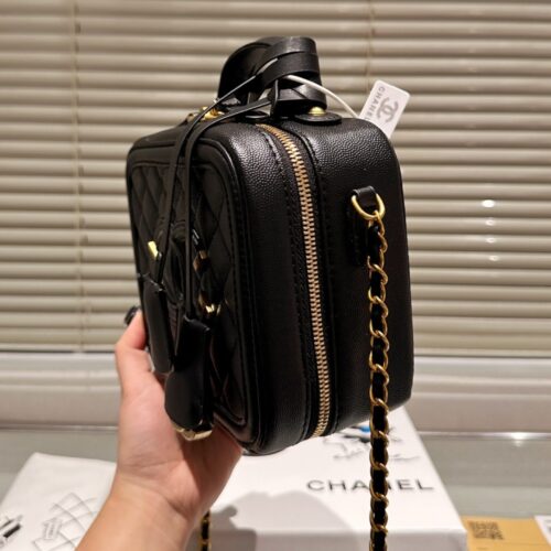 Alternative view of Chanel Filigree Small Grained Leather Vanity Case Bag Black 20cm