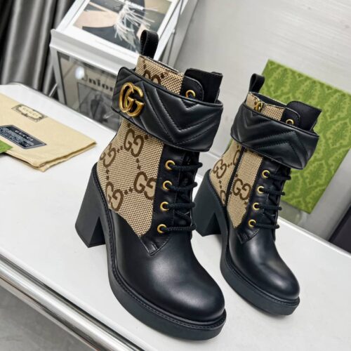 Alternative view of Gucci Ankle GG Canvas Boots Camel Ebony 719849 Aabd0 1183