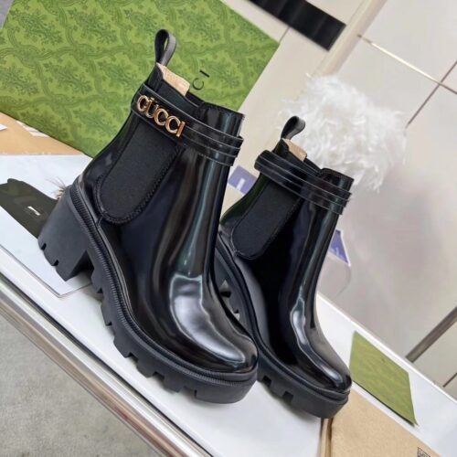 Alternative view of Gucci Ankle Leather Boot Black 730064 Aabk6 1000