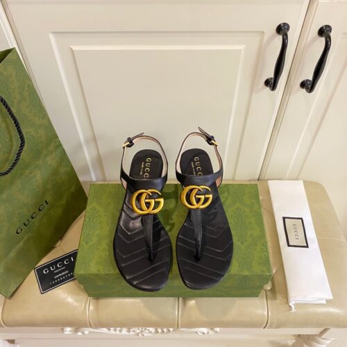 Alternative view of Gucci Double G Leather Sandal Black 674840 Bko00 1000