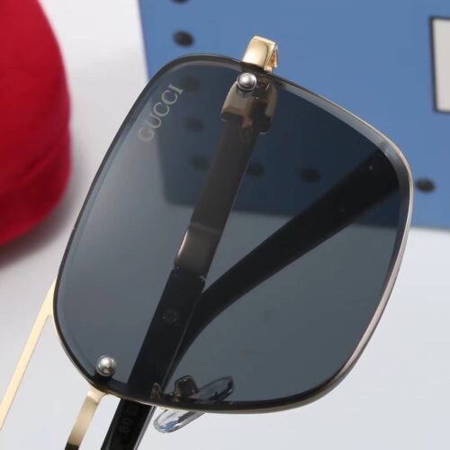 Alternative view of Gucci Square Gradient Vintage Gold Metal Sunglasses Black
