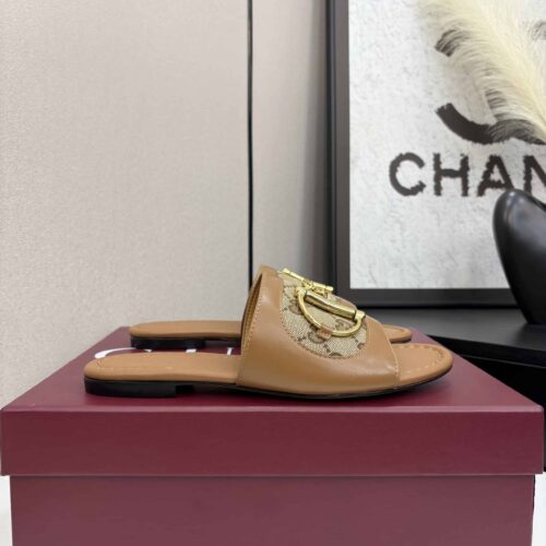 Alternative view of Gucci Women's Slide Sandal With Horsebit Light Brown 834427 Aae05 2747