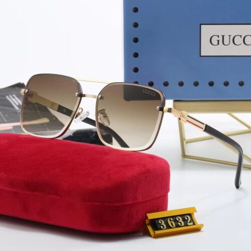 Alternative view of Gucci Square Gradient Vintage Gold Metal Sunglasses Black