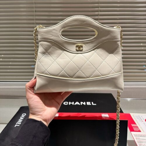 Alternative view of Chanel 31 Mini Shiny Aged Leather Clutch Bag White 24cm