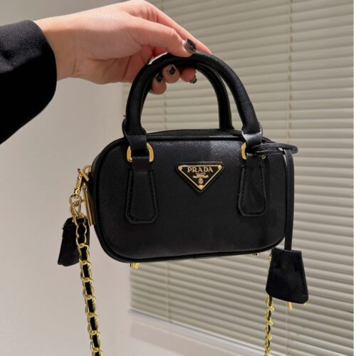 Alternative view of Prada Mini Saffiano Leather Shoulder Bag Black 19Cm