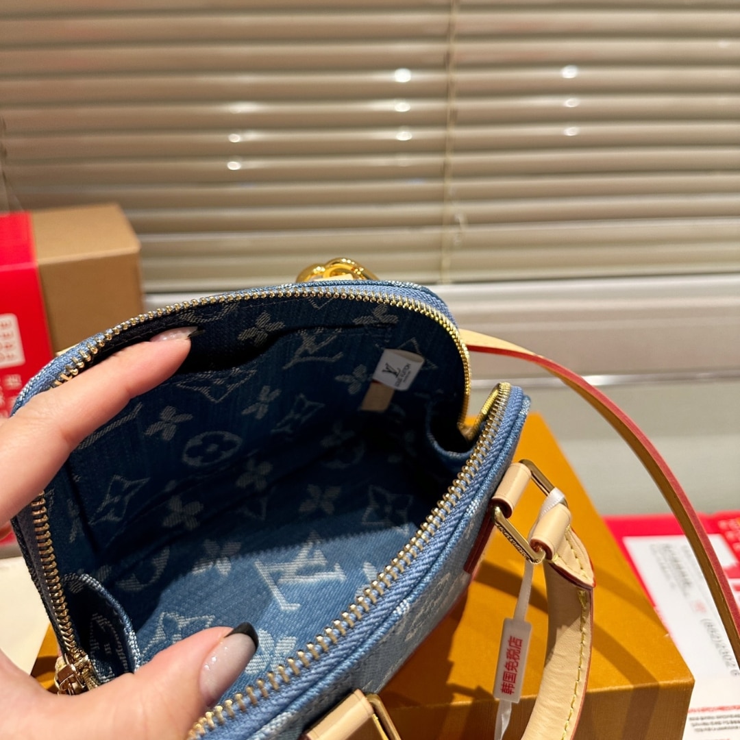 Louis Vuitton Nano Alma Monogram Canvas Denim Handbag Blue 16Cm - Image 8