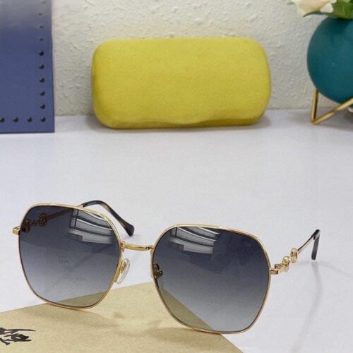 Alternative view of Gucci Square Frame Sunglasses Gold Metal Frame 648494 I3330 8012