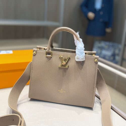 Alternative view of Louis Vuitton Lock And Go Leather Handbag Dark Beige 24Cm