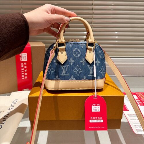Alternative view of Louis Vuitton Nano Alma Monogram Canvas Denim Handbag Blue 16Cm