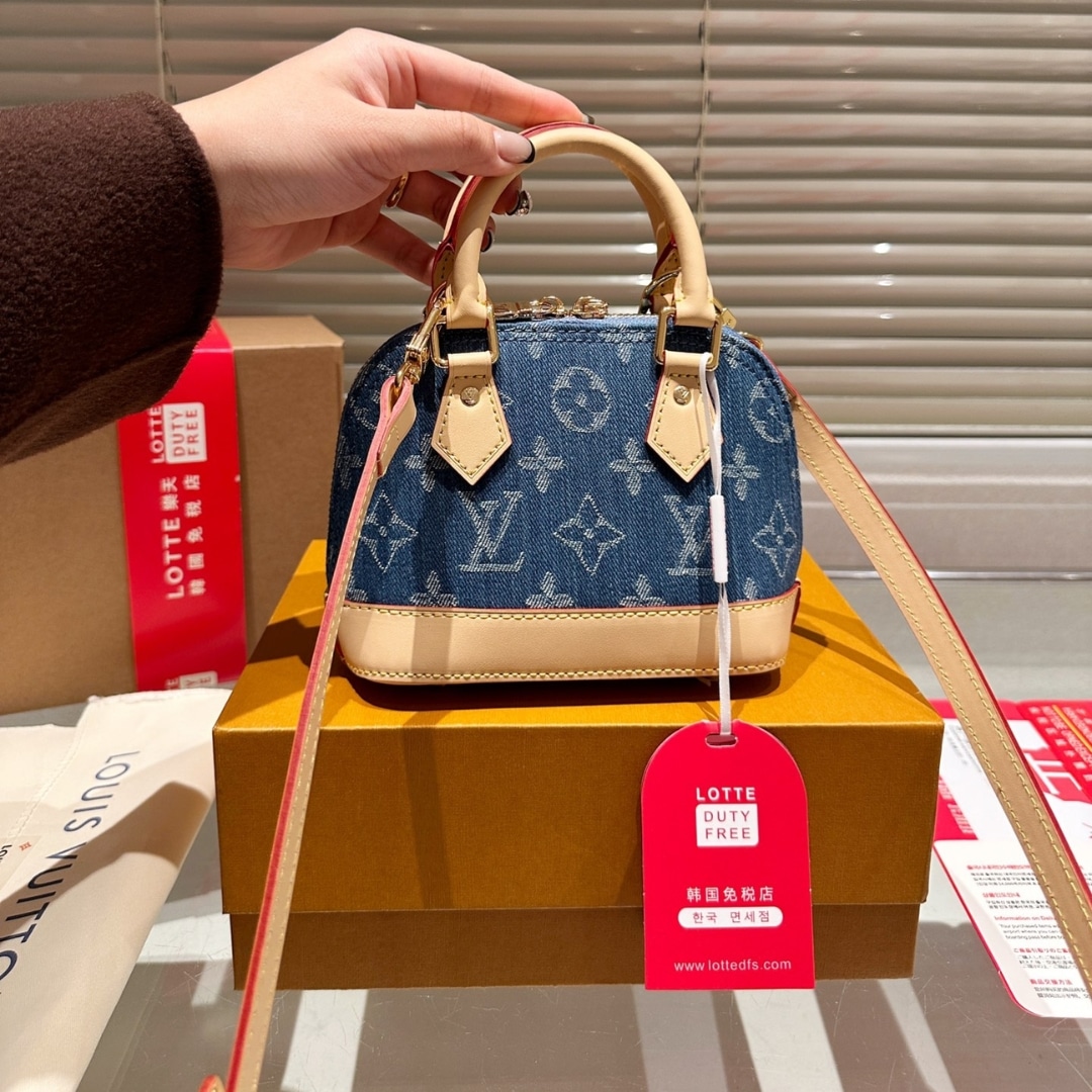 Louis Vuitton Nano Alma Monogram Canvas Denim Handbag Blue 16Cm - Image 2