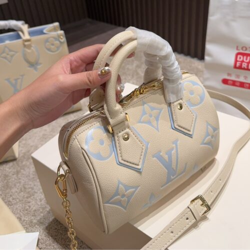 Alternative view of Louis Vuitton Speedy Bandoulière 20 Monogram Empreinte Handle Bag Candy Blue 20Cm M46883