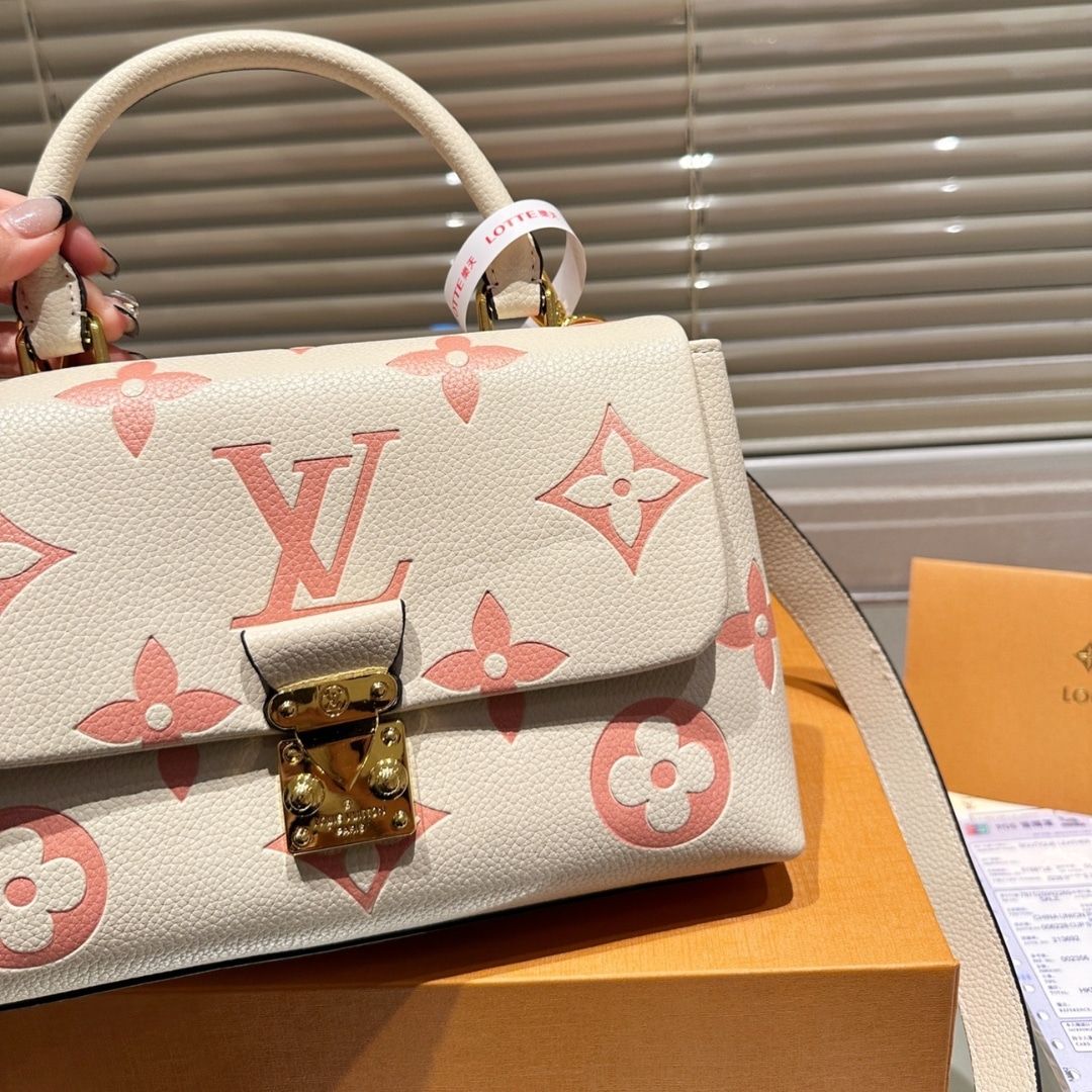 Louis Vuitton Madeleine BB Monogram Empreinte Handle Bag Beige Pink 25Cm - Image 3