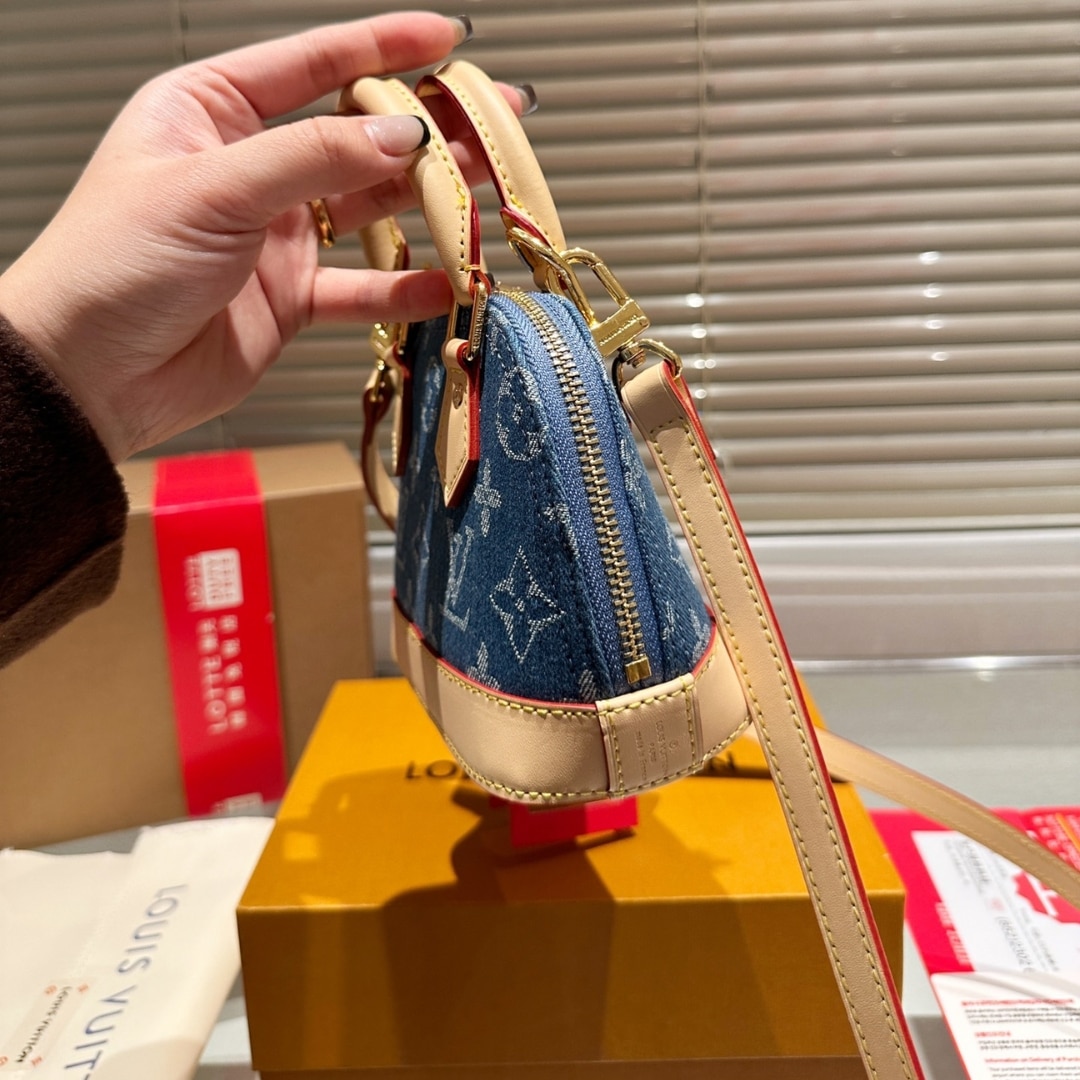 Louis Vuitton Nano Alma Monogram Canvas Denim Handbag Blue 16Cm - Image 5