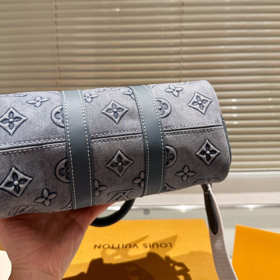 Louis Vuitton Keepall Bandoulière 25 Monogram Canvas Washed Denim Handbag 24Cm M22762 - Image 4