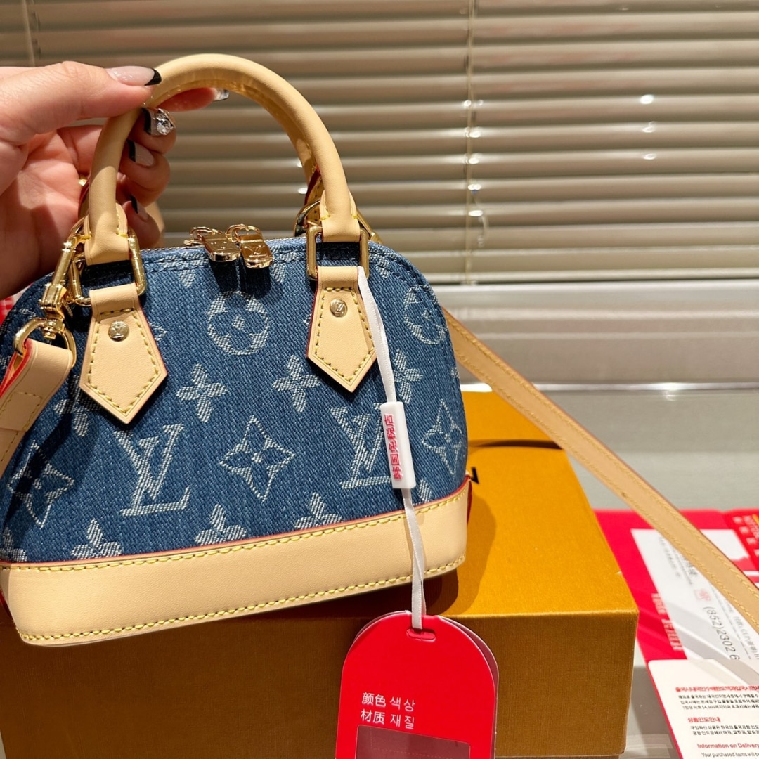 Louis Vuitton Nano Alma Monogram Canvas Denim Handbag Blue 16Cm - Image 3