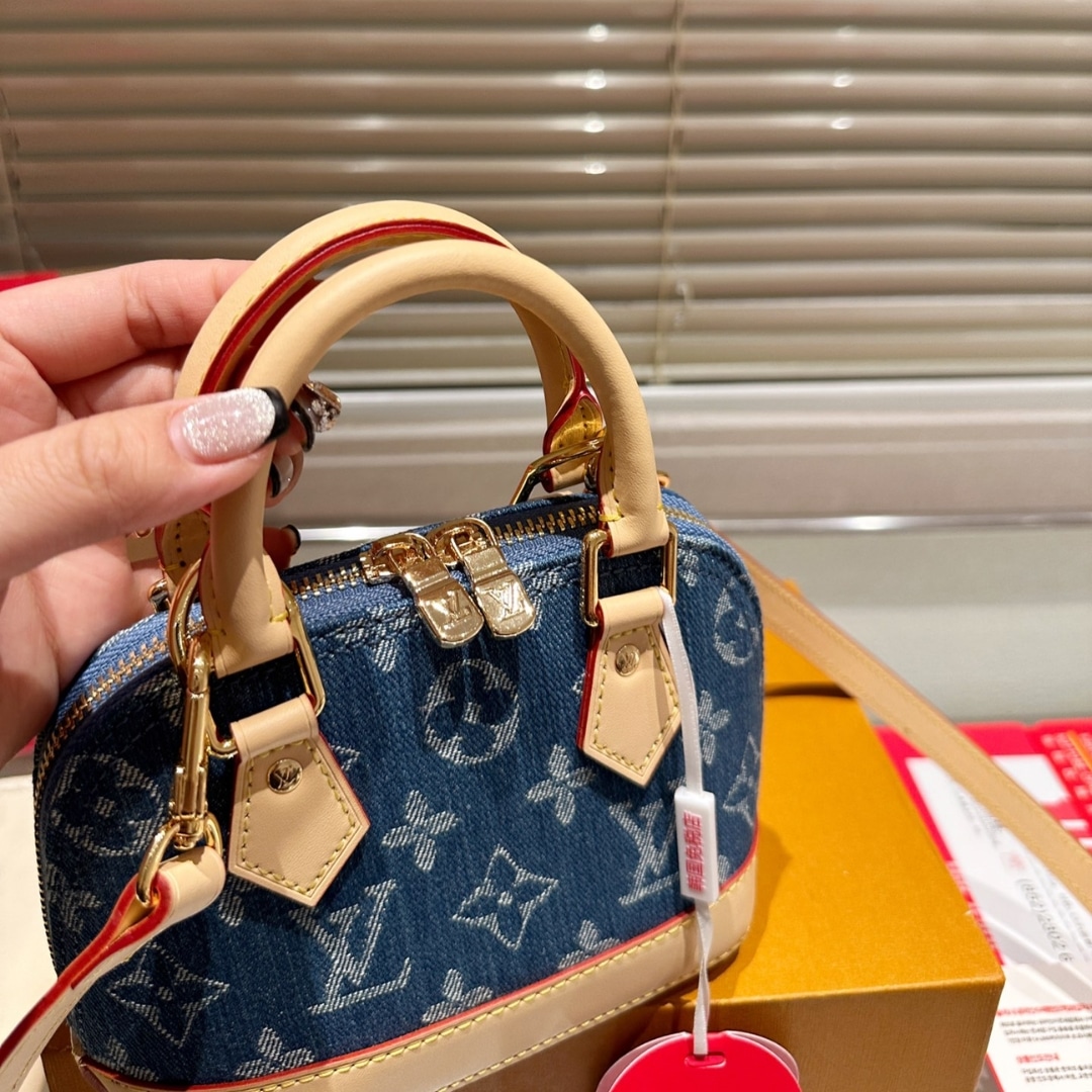 Louis Vuitton Nano Alma Monogram Canvas Denim Handbag Blue 16Cm - Image 4