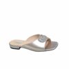 Gucci Double G Leather Slide Sandal Silver