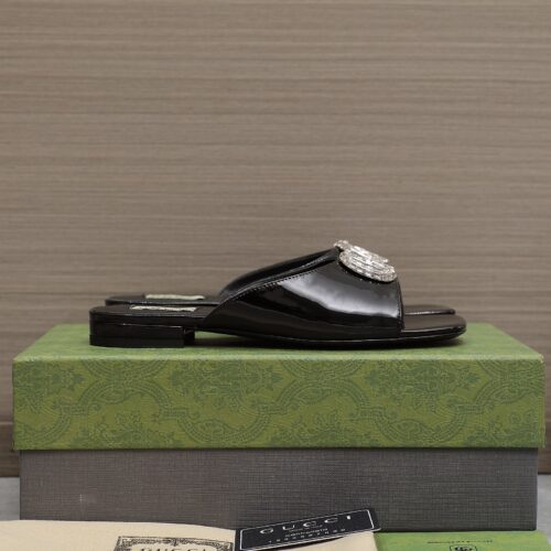 Alternative view of Gucci Double G Leather Slide Sandal Black P00880005