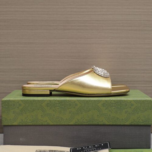 Alternative view of Gucci Double G Leather Slide Sandal Gold