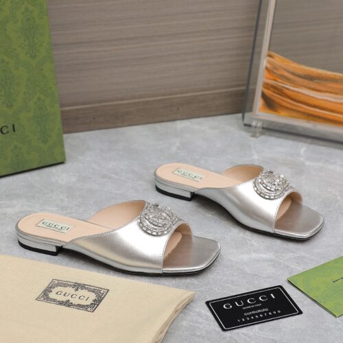 Alternative view of Gucci Double G Leather Slide Sandal Silver