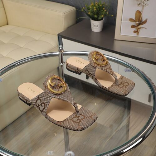 Alternative view of Gucci Women's Blondie Thong Sandals GG Canvas Ebony Brown