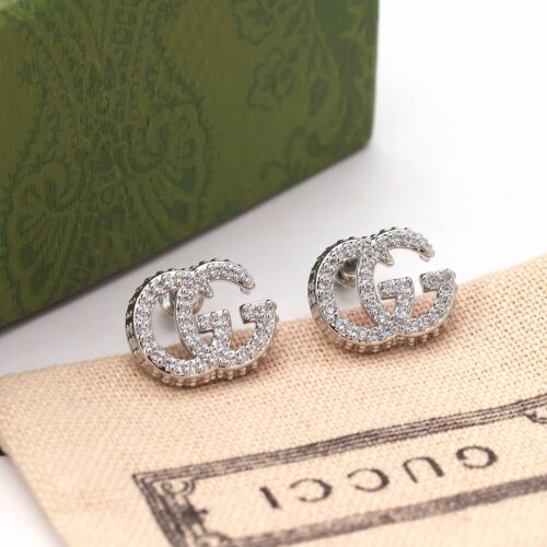 Alternative view of Gucci GG Marmont Crystal Stud Earrings Silver 814432 J3f42 8162