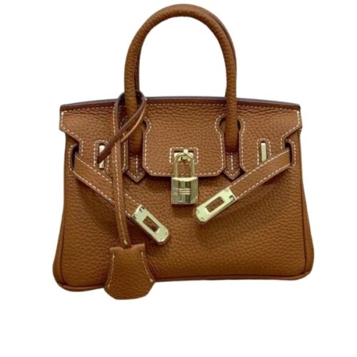 Hermes Birkin Mini Epsom Gold Hardware Handbag Brown 20Cm