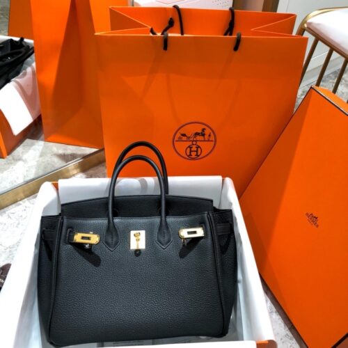 Alternative view of Hermes Birkin B25 Togo Leather Gold-Tone Hardware Handbag Black 25cm